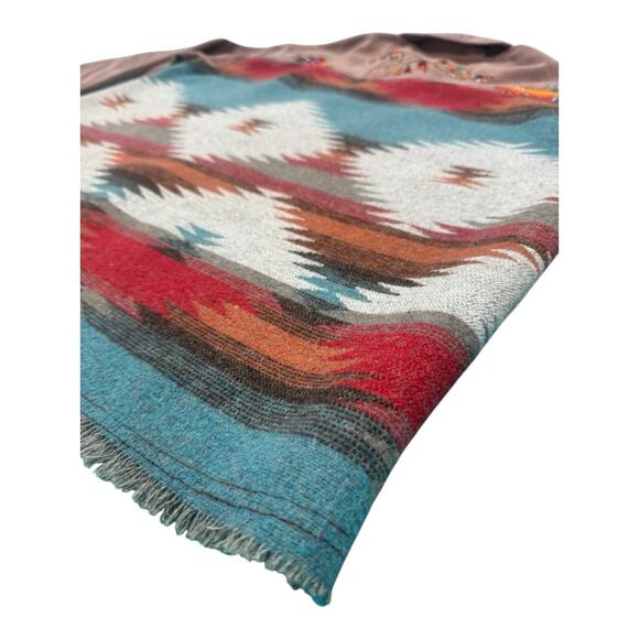 UPCYCLED NWT Lumister Women 2XL Red Denim Aztec Thunderbird Embroidered Shacket - Picture 16 of 16